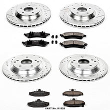Load image into Gallery viewer, Power Stop K1528 Front and Rear Z23 Carbon Fiber Brake Pads with Drilled &amp; Slotted Brake Rotors Kit
