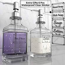 Load image into Gallery viewer, GLADPURE Soap Dispenser - 2 Pack, 18 Oz Antique Design Thick Glass Hand Soap Dispensers; with 304 Rust Proof Stainless Steel Pump, 6Pcs Clear Stickers, for Kitchen, Bathroom
