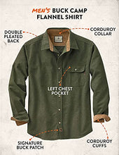 Load image into Gallery viewer, Legendary Whitetails Men's Buck Camp Flannel Shirt, Army, 4X-Large
