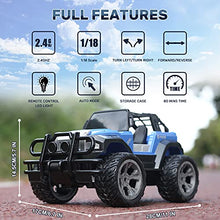 Load image into Gallery viewer, DEERC DE42 Remote Control Car RC Racing Cars,1:18 Scale 80 Min Play 2.4Ghz LED Light Auto Mode Off Road RC Trucks with Storage Case,All Terrain SUV Jeep Cars Toys Gifts for Boys Kids Girls Teens,Blue
