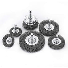 Load image into Gallery viewer, HOYIN 6Piece Drill Wire Wheel Cup Brush Set,0.010in Coarse Crimped ,Thicken Face Width with1/4In Hex Shank
