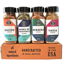 Load image into Gallery viewer, Global Spice Collection Gift Set - Nummy Nibbles World Traveler 4-Pack Herb, Spice &amp; Seasoning Blends - No Salt, No Sugar, Whole30 Approved, Vegan , Keto, Paleo

