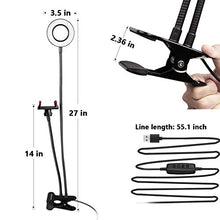 Load image into Gallery viewer, UBeesize Selfie Ring Light with Cell Phone Holder Stand for Live Stream/Makeup, LED Camera Lighting [3-Light Mode] [10-Level Brightness] with Flexible Arms Compatible with iPhone 8 7 6 Plus X Android
