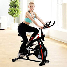 Load image into Gallery viewer, Indoor Cycling Bike Stationary, Quiet Smooth Belt Drive System Flywheel Exercise Bike with Heart Rate, LCD Monitor, Adjustable Seat and Handlebars &amp; Base for Home Workout (Black)

