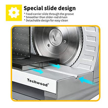 Load image into Gallery viewer, Meat Slicer, Electric Deli Food Slicer with Removable Stainless Steel Blade, Food Pusher, Adjustable Thickness Slicer Machine Precisely for Cheese Bread Fruit, Safe for Household Commercial Use
