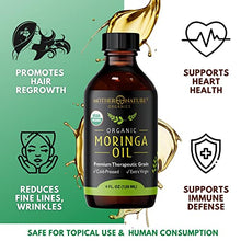 Load image into Gallery viewer, Moringa Oil - Organic USDA Certified, 100% Pure, Cold Pressed &amp; Unrefined Vegan Oil - Natural Moisturizer for Skin, Face, Body &amp; Hair - Great For Fine Lines, Wrinkles - by Mother Nature Organics (4 Ounce)
