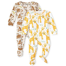 Load image into Gallery viewer, The Children's Place Baby and Toddler Monkey Giraffe Snug Fit Cotton One Piece Pajamas 2-Pack, H/T Vanilla, 3-6 Months
