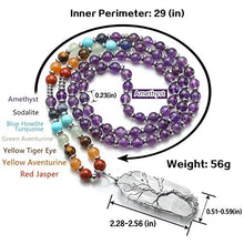Load image into Gallery viewer, Top Plaza Natural Stone Beads Chakra Healing Crystal Amethyst Necklace Silver Tree of Life Wire Wrapped Raw Clear Quartz Point Pendant Jewelry for Womens Ladies
