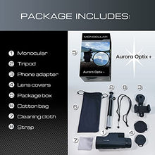 Load image into Gallery viewer, Aurora Optix Monocular 10X42 | High Power Scope with Smartphone Holder &amp; Tripod
