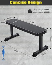 Load image into Gallery viewer, MaxKare Flat Weight Bench Workout Exercise Bench with 42” L x 11.8” W x 2'' T Cushion for Home Gym Fitness Strength Training
