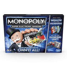 Load image into Gallery viewer, Monopoly Super Electronic Banking Board Game, Electronic Banking Unit, Choose Your Rewards, Cashless Gameplay Tap Technology, for Ages 8 and Up
