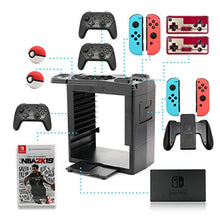 Load image into Gallery viewer, Controller Charger for Nintendo Switch, Charging Dock for Nintendo Switch 4 Joy-Cons, 4 Pro Controllers and 2 Poke Ball Plus Controllers, Storage Rack for Nintendo Switch, Holder for 8 Switch Games
