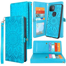 Load image into Gallery viewer, Harryshell Detachable Magnetic 12 Card Slots Wallet Case PU Leather Flip Protective Cover Wrist Strap for T-Mobile Revvl 4 Plus Revvl 4+ (Not fit REVVL 4 / REVVL 5G) (Flower Blue)
