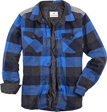 Load image into Gallery viewer, Legendary Whitetails Men's Standard Woodsman Heavyweight Quilted Shirt Jacket, Blue Graphite Plaid, Large
