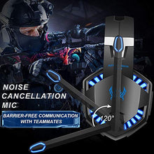 Load image into Gallery viewer, Gaming Headset with Mic for PC,PS4,Xbox One,Over-Ear Headphones with Volume Control LED Light Cool Style Stereo,Noise Reduction for Laptops,Smartphone,Computer (Black &amp; Blue)
