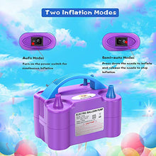 Load image into Gallery viewer, NuLink Electric Portable Dual Nozzle Balloon Blower Pump Inflation for Decoration, Party [110V~120V, 600W, Purple]
