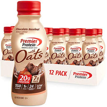 Load image into Gallery viewer, Premier Protein Shake with Oats, Chocolate Hazelnut, 20g Protein, 7g Fiber, 1g Sugar, 24 Vitamins &amp; Minerals, Smooth &amp; Creamy Breakfast Drink 11.5 fl oz, 12 Pack
