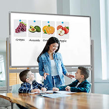 Load image into Gallery viewer, Double Sided Rolling Whiteboard, 48 x 32 inches Large Mobile Whiteboard Magnetic Movable White Board Dry Erase Stand Whiteboard on Wheels Classroom Home Office Marker Board Gray
