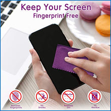 Load image into Gallery viewer, Microfiber Cleaning Cloths 12 Pack (6"x7") in Individual Vinyl Pouches | Glasses Cleaning Cloth for Eyeglasses, Phone, Screens, Electronics, Camera Lens Cleaner (Purple)
