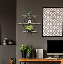 Load image into Gallery viewer, Greenco Geometric Diamond Shaped 3 Tier Mounted Floating, Rustic Wood Wall Storage Shelves for Bedroom, Living Room, Bathroom, Kitchen, Office etc, Natural

