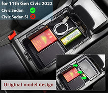 Load image into Gallery viewer, for Honda Civic 2022 Accessories Center Console Organizer Tray, 11th Gen Honda Civic 2022+ Sedan Sport Armrest Storage Box Insert Glove Pallet Interior Tidying Accessories
