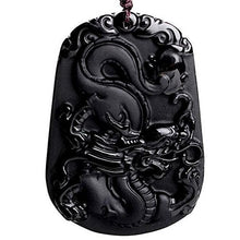 Load image into Gallery viewer, Pure Natural Zodiac Necklace Pendant Made of Obsidian Gemstone Horoscope Animal Sign Amulet (Dragon，Lucky)
