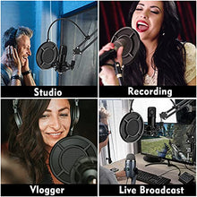 Load image into Gallery viewer, Mic Pop Filter, Professional Metallic Mic Pop Filter Mesh for Blue Yeti and Any Other Mic, ARISEN Dual Layered Microphone Pop Filter, Mic Filter with A Flexible 360° Gooseneck Clip Stabilizing Arm
