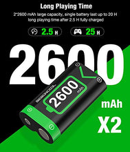 Load image into Gallery viewer, Controller Battery Pack for Xbox One/Xbox Series X|S, Rechargeable Battery Pack with Xbox One Charger, 2x2600 mAh Battery Pack Work with Xbox Series X|S/Xbox One/Xbox One S/Xbox One X/Xbox One Elite
