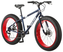 Load image into Gallery viewer, Mongoose Dolomite Fat Tire Mountain Bike, Featuring 17-Inch/Medium High-Tensile Steel Frame, 7-Speed Shimano Drivetrain, Mechanical Disc Brakes, and 26-Inch Wheels, Navy Blue
