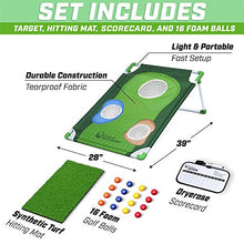Load image into Gallery viewer, GoSports BattleChip Backyard Golf Cornhole Game, Includes Chipping Target, 16 Foam Balls, Hitting Mat and Carrying Case
