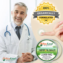 Load image into Gallery viewer, Foxleaf Organics Hemp Oil Balm w/Arnica &amp; Turmeric | 2,000 MG | Unscented | All Natural Formula | Made in USA – 2oz
