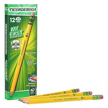 Load image into Gallery viewer, TICONDEROGA My First Pencils, Wood-Cased #2 HB Soft, Pre-Sharpened with Eraser, Yellow, 12-Pack (33312)
