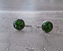 Load image into Gallery viewer, Raw Chrome Diopside Emerald Alternative Stainless Steel Modern Drop Earrings
