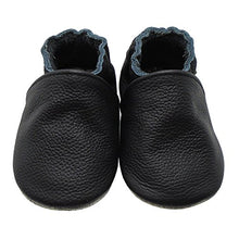 Load image into Gallery viewer, YALION Baby Boys Girls Shoes Crawling Slipper Toddler Infant Soft Leather First Walking Moccs(Black,12-18 Months)

