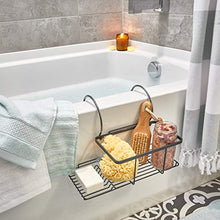 Load image into Gallery viewer, iDesign Everett Metal Over the Side Bathtub Caddy Basket for Master, Guest, Kid's Bathroom, 12.08" x 10.2" x 6.64", Matte Black
