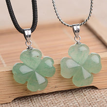 Load image into Gallery viewer, iSTONE Green Jade Lucky Four Leaf Clover Heart Pendant 925 Sterling Silver Necklace 18 Inches Fine Jewelry for Women
