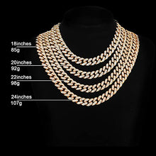 Load image into Gallery viewer, FEEL STYLE Mens Cuban Link Chain Gold Silver Plated Bling Miami Cuban Necklace Diamond Chain for Men13MM Iced Out Hip Hop Jewelry
