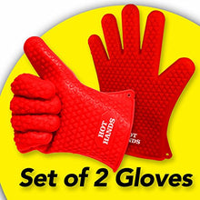 Load image into Gallery viewer, Ontel Hot Hands Heat Resistant Silicone Gloves Mitts for Grilling, BBQ, Kitchen, Cooking, Baking, Pots, Pans, Smoking and Oven
