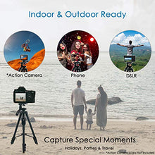Load image into Gallery viewer, Fugetek 54" Tripod, Works with Phone &amp; Camera, Use for Facetime, Video Calls, Teaching, Lightweight Aluminum, Removable Bluetooth Remote, Mount Smartphone, DSLR, Compatible with Apple Android, Black
