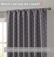 Load image into Gallery viewer, HLC.ME Franklin Moroccan Trellis 100% Complete Full Blackout Thermal Insulated Extra Wide Back Tab Curtain Panel for Sliding Glass Patio Door - Energy Savings &amp; Soundproof (100 x 84 inch Long, Grey)
