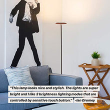 Load image into Gallery viewer, Brightech Sky LED Torchiere Super Bright Floor Lamp - Contemporary, High Lumen Light for Living Rooms &amp; Offices - Dimmable, Indoor Pole Uplight for Bedroom Reading - Black
