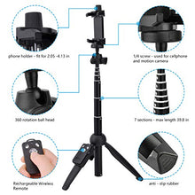 Load image into Gallery viewer, Selfie Stick,40 Inch Extendable Selfie Stick Tripod and Phone Tripod Stand with Rechargeable Wireless Remote,Compatible with iPhone 11 Pro Xs X 8 7 6 Plus,Samsung Galaxy S8 S9 S10,Gopro,Camera
