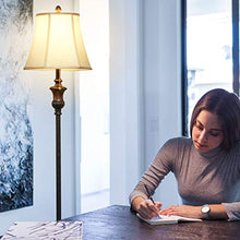 Load image into Gallery viewer, Brightech Sophia LED Floor Lamp - Free Standing Elegant Style - Tall Pole Light for Living Room, Office Or Bedroom- Rustic Upright Light with Bell Fabric Shade - LED Bulb Included - Bronze
