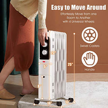 Load image into Gallery viewer, GOFLAME 1500W Oil Filled Radiator Heater, Electric Space Heater with 3 Heating Modes, Adjustable Thermostat, Tip-Over &amp; Overheat Protection, Powerful Oil Heater for Home and Office (White)
