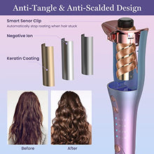 Load image into Gallery viewer, Aliavos Automatic Curling Iron, Auto Hair Curler with 4 Temp Up to 425℉&amp; 3 Timer &amp; Dual Voltage,1" Larger Rotating Barrel Curling Wand,Fast Heating, Anti-Scald, Auto Shut-Off Spin Iron for Styling
