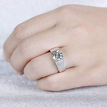 Load image into Gallery viewer, DovEggs Platinum Plated Silver 3ct 9mm G-H-I Color Heart Arrows Cut Moissanite Engagement Ring for Men and Women(8.5)

