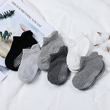 Load image into Gallery viewer, Baby Non Slip Grip Ankle Socks - Grip Crew Socks with Non Slip/Anti Skid Soles, 6 Pairs of Cotton Socks for Infants Toddlers(1-3 years)
