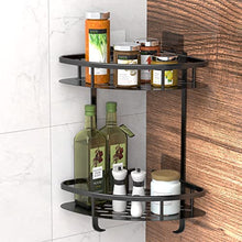 Load image into Gallery viewer, Flowmist Shower Caddy Corner Shelf, 2 Tiers Shower Organizer, No Drilling Wall Mounted Aluminum Adhesive Shower Shelf, Storage Rack for Toilet, Shampoo, Dorm and Kitchen

