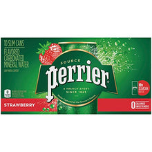 Load image into Gallery viewer, Perrier Strawberry Flavored Carbonated Mineral Water, 8.45 fl oz. Slim Cans (10 Pack)
