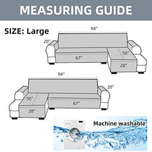 Load image into Gallery viewer, HDCAXKJ Sectional Couch Covers for Dogs Water Resistant L Shape Sofa Cover Pet Friendly Sectional Slipcovers Living Room Reversible Non Slip Furniture Protector with Straps Washable (Gray, Large)

